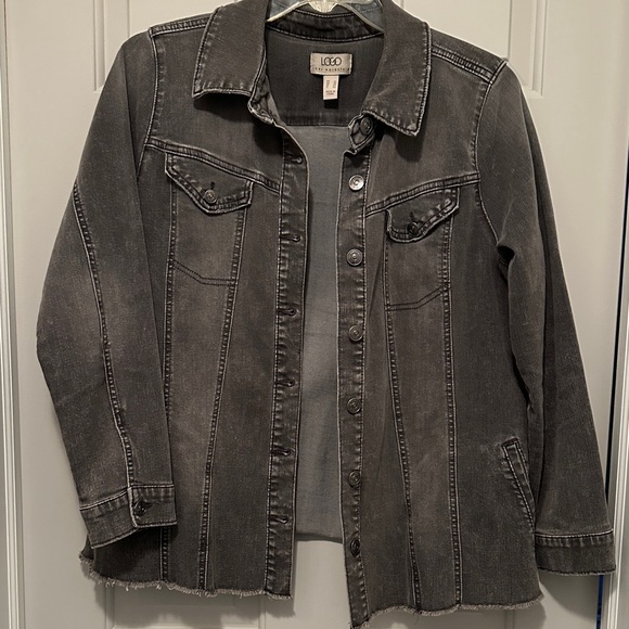 LOGO by Lori Goldstein Jackets & Blazers - LOGO by Lori Goldstein Charcoal Jean Jacket